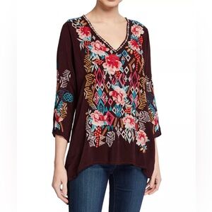 Johnny Was Emmaline Floral Boho Embroidered Tunic Blouse Size 2X